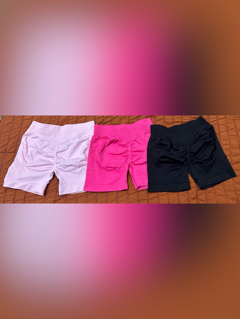 SHEIN Women’s Bike Shorts Trio - Light Pink, Hot Pink & Black - Picture 2 of 3